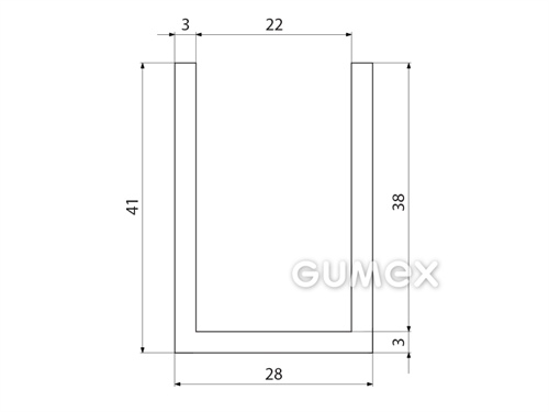 "U" Silikonprofil, 41x28/22mm, 65°ShA, -60°C/+180°C, transparent, 
